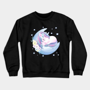 hand drawn cute unicorn sleeping moon Crewneck Sweatshirt